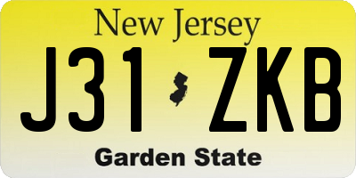 NJ license plate J31ZKB