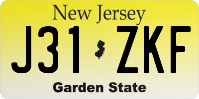NJ license plate J31ZKF