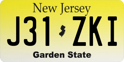 NJ license plate J31ZKI