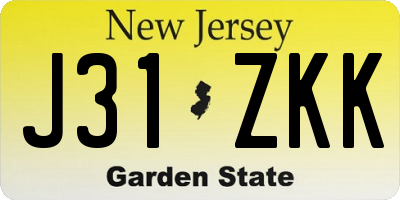 NJ license plate J31ZKK