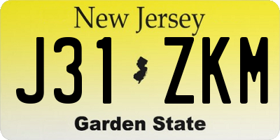 NJ license plate J31ZKM