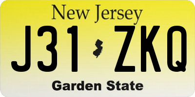 NJ license plate J31ZKQ