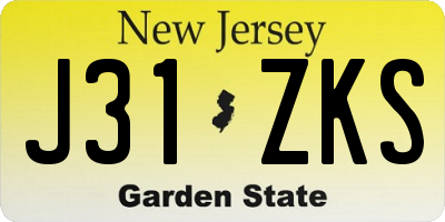 NJ license plate J31ZKS