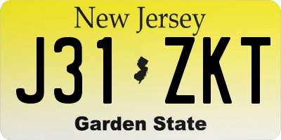 NJ license plate J31ZKT