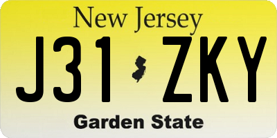 NJ license plate J31ZKY