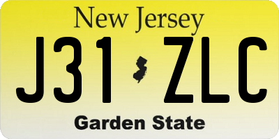 NJ license plate J31ZLC