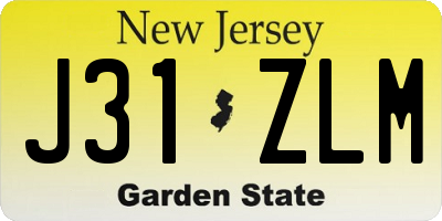 NJ license plate J31ZLM