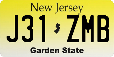 NJ license plate J31ZMB