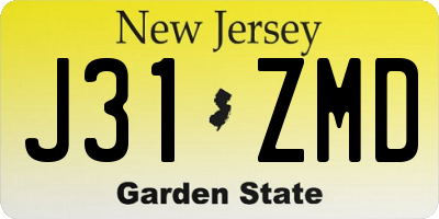 NJ license plate J31ZMD
