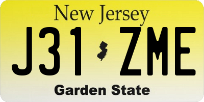 NJ license plate J31ZME