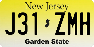 NJ license plate J31ZMH