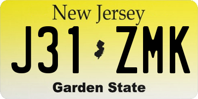 NJ license plate J31ZMK