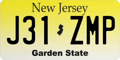 NJ license plate J31ZMP