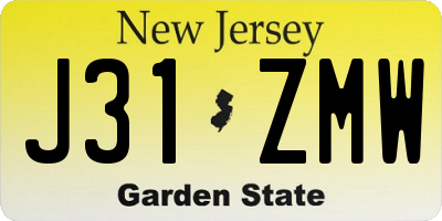 NJ license plate J31ZMW