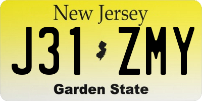 NJ license plate J31ZMY