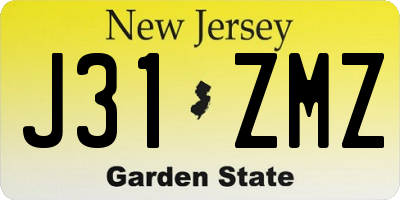 NJ license plate J31ZMZ