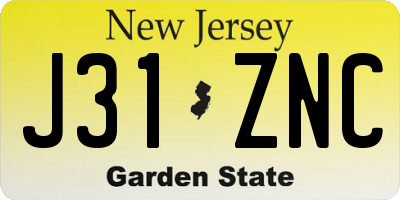 NJ license plate J31ZNC
