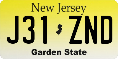 NJ license plate J31ZND