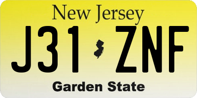NJ license plate J31ZNF