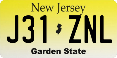NJ license plate J31ZNL