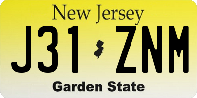 NJ license plate J31ZNM