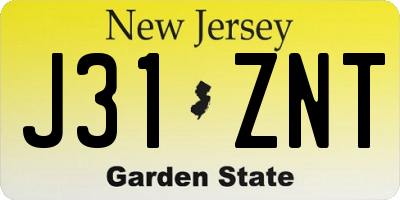 NJ license plate J31ZNT