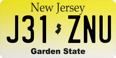 NJ license plate J31ZNU
