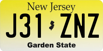 NJ license plate J31ZNZ