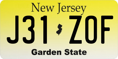 NJ license plate J31ZOF