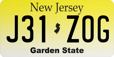 NJ license plate J31ZOG