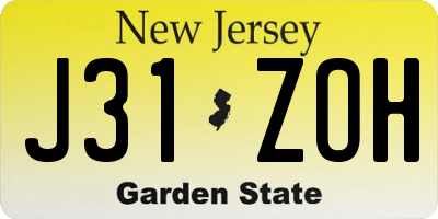 NJ license plate J31ZOH