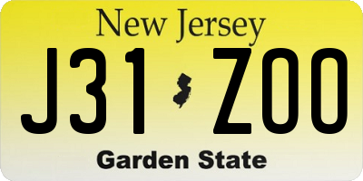 NJ license plate J31ZOO