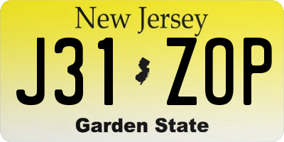 NJ license plate J31ZOP
