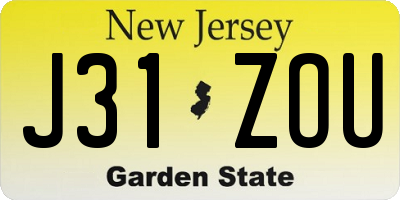 NJ license plate J31ZOU