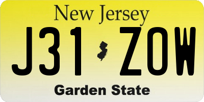 NJ license plate J31ZOW