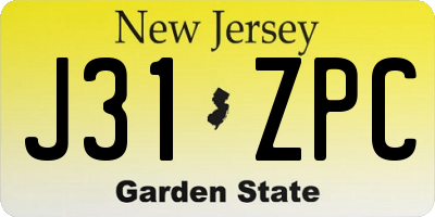 NJ license plate J31ZPC