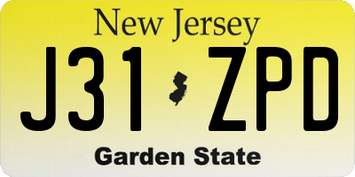 NJ license plate J31ZPD