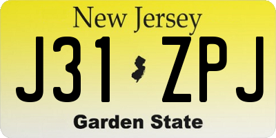 NJ license plate J31ZPJ