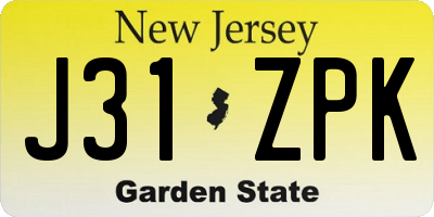 NJ license plate J31ZPK