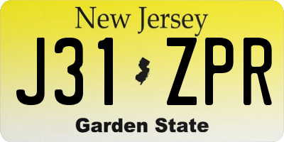 NJ license plate J31ZPR