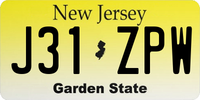 NJ license plate J31ZPW