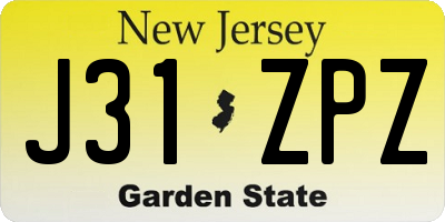 NJ license plate J31ZPZ
