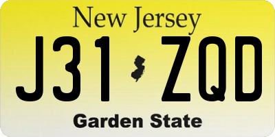 NJ license plate J31ZQD