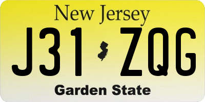 NJ license plate J31ZQG