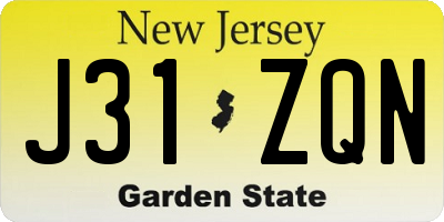 NJ license plate J31ZQN