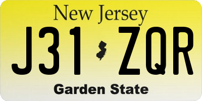 NJ license plate J31ZQR