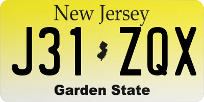 NJ license plate J31ZQX