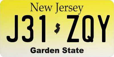 NJ license plate J31ZQY