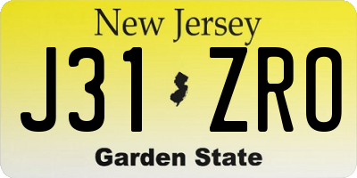 NJ license plate J31ZRO