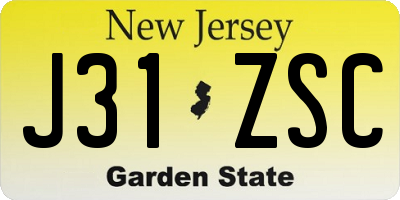 NJ license plate J31ZSC